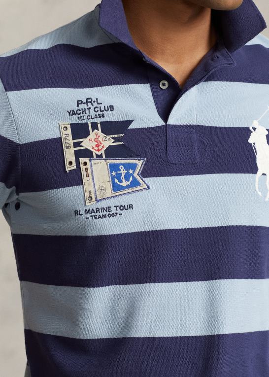bådehus marine/blå Mænd Ralph Lauren brugerdefineret slank pasform stor pony mesh poloshirt Z426B1034