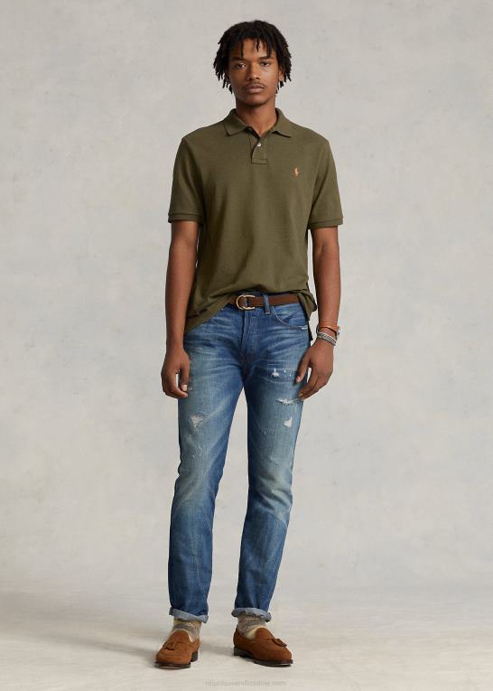 baldakin oliven Mænd Ralph Lauren slim fit mesh ny poloshirt Z426B29