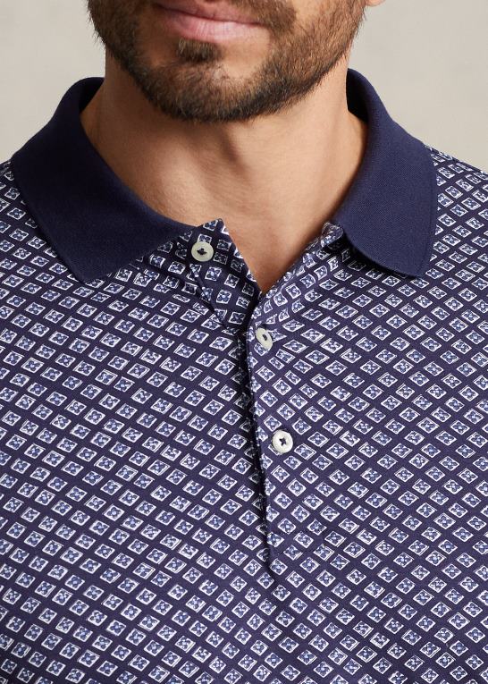 bayberry foulard/navy Mænd Ralph Lauren poloshirt i blød bomuld med foulard-print Z426B1601