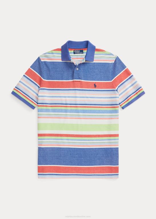blå multi Mænd Ralph Lauren klassisk pasform stribet mesh poloshirt Z426B8601