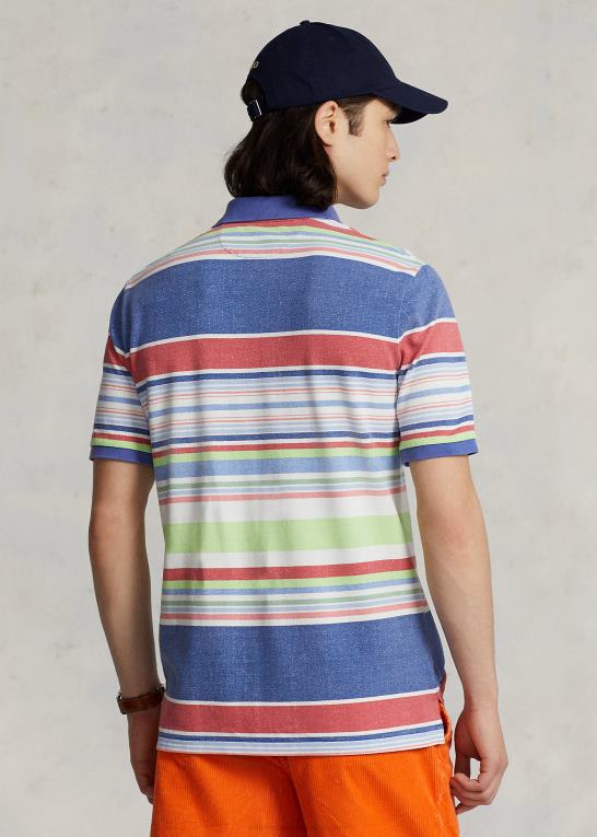 blå multi Mænd Ralph Lauren klassisk pasform stribet mesh poloshirt Z426B8601