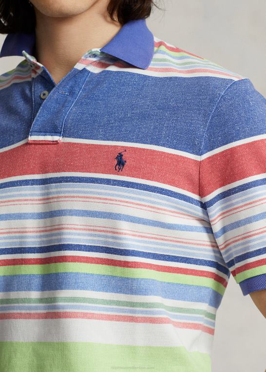 blå multi Mænd Ralph Lauren klassisk pasform stribet mesh poloshirt Z426B8601