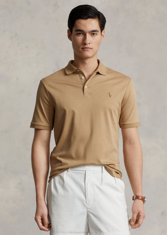 cafe tan Mænd Ralph Lauren blød bomulds poloshirt - alle passer Z426B190