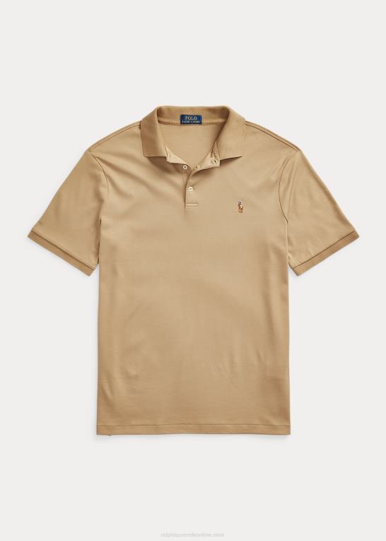 cafe tan Mænd Ralph Lauren blød bomulds poloshirt - alle passer Z426B190