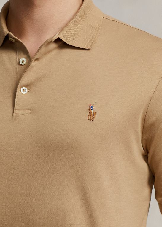 cafe tan Mænd Ralph Lauren blød bomulds poloshirt - alle passer Z426B190