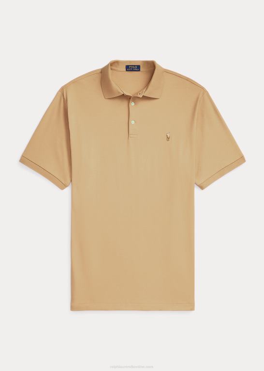 cafe tan Mænd Ralph Lauren blød poloshirt i bomuld Z426B1540