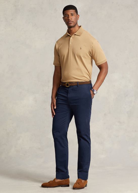 cafe tan Mænd Ralph Lauren blød poloshirt i bomuld Z426B1540