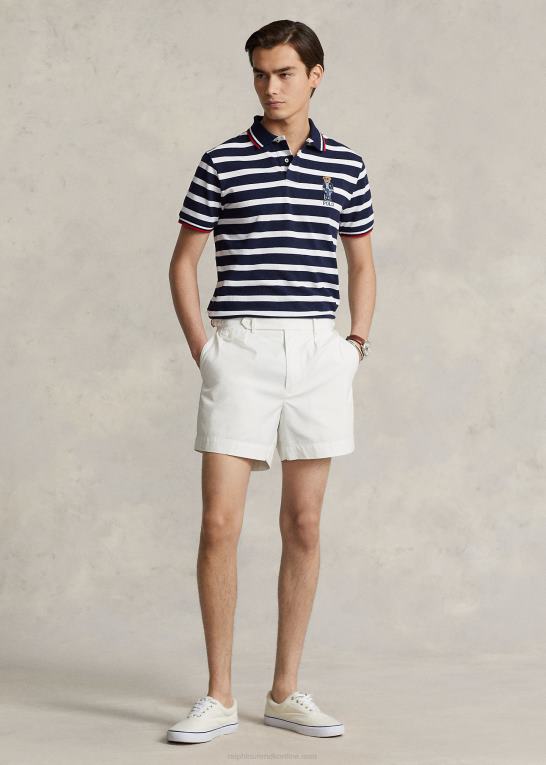 cruse marine/hvid Mænd Ralph Lauren brugerdefineret slank polo bear mesh poloshirt Z426B675