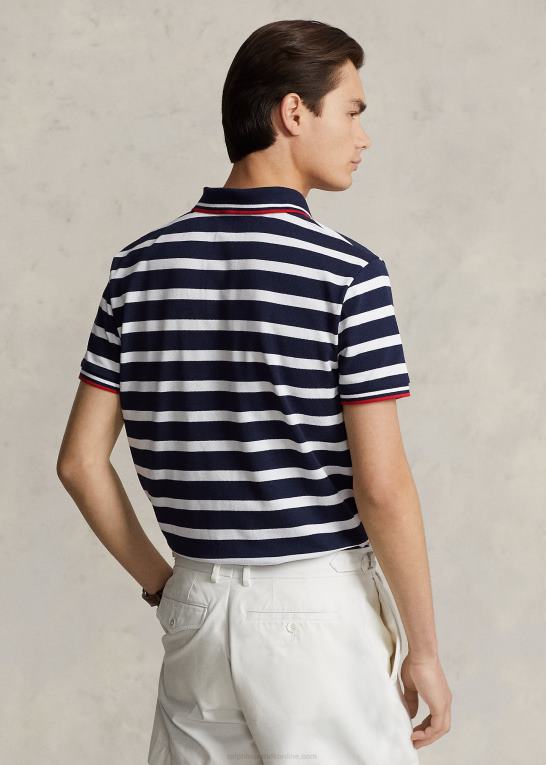 cruse marine/hvid Mænd Ralph Lauren brugerdefineret slank polo bear mesh poloshirt Z426B675