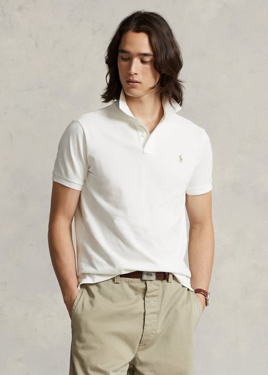 dækvask hvid Mænd Ralph Lauren slim fit mesh casual/working poloshirt Z426B2