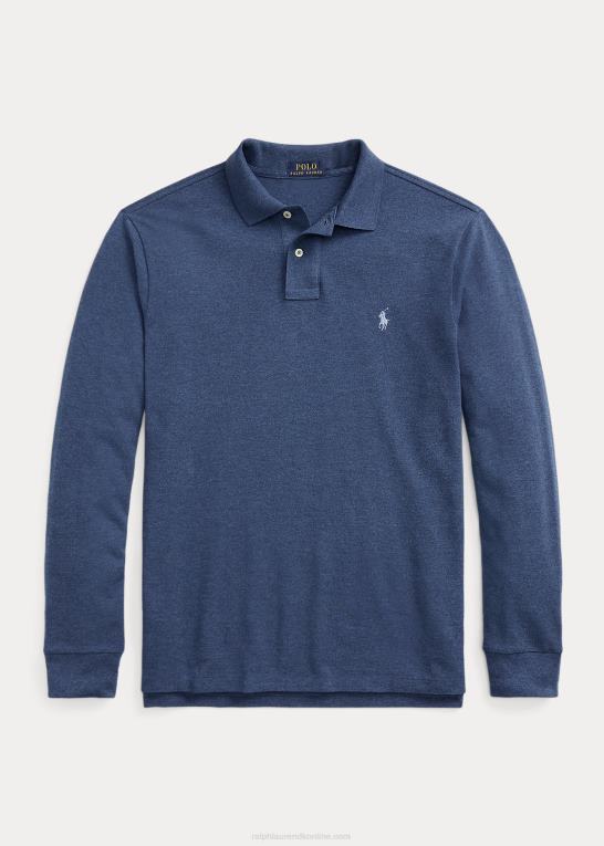 derby blå lyng Mænd Ralph Lauren mesh langærmet poloshirt alle pasform Z426B153