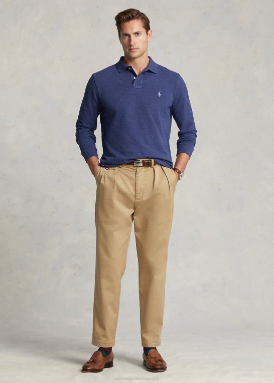 derby blå lyng Mænd Ralph Lauren mesh langærmet poloshirt alle pasform Z426B153