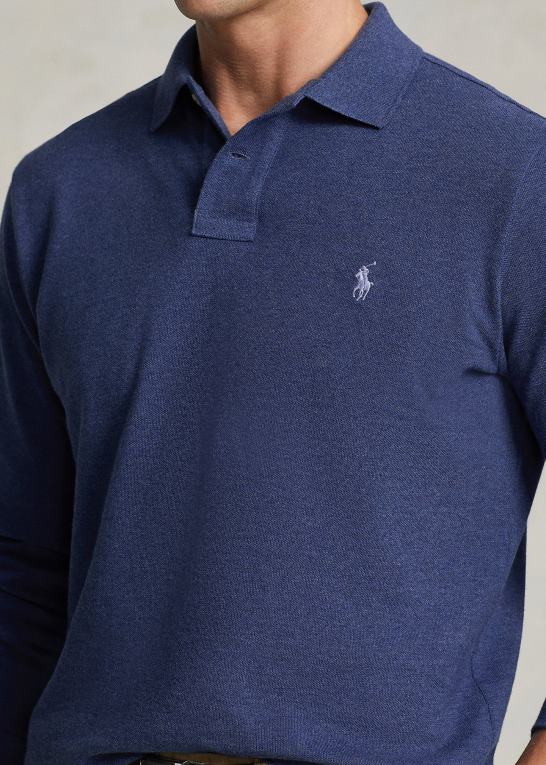 derby blå lyng Mænd Ralph Lauren mesh langærmet poloshirt alle pasform Z426B153