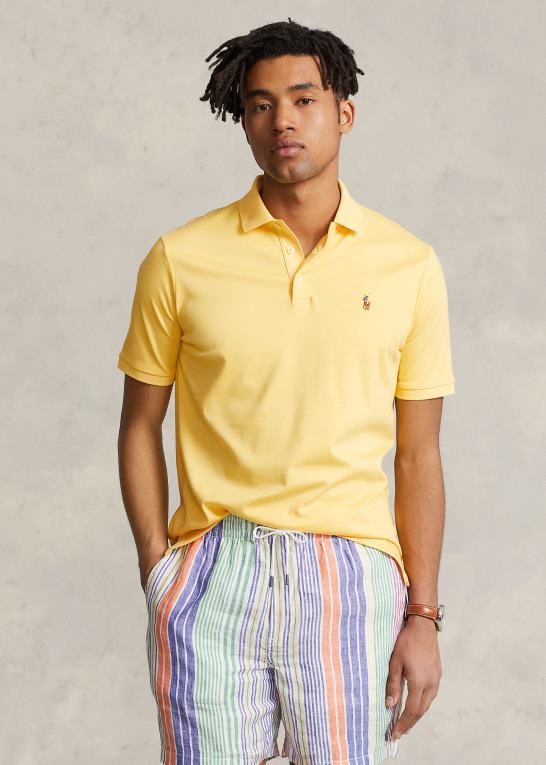 falde gul Mænd Ralph Lauren blød bomulds poloshirt - alle passer Z426B189