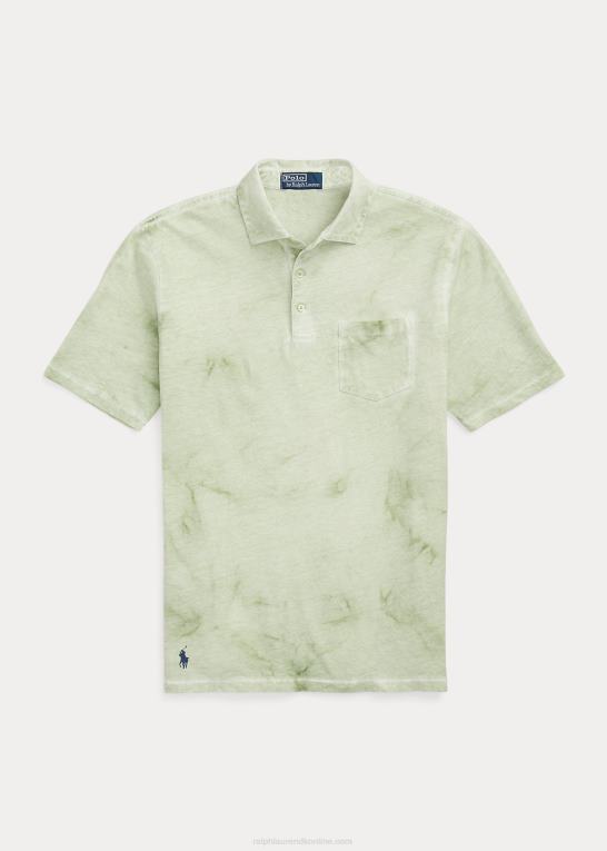 falmet mynte Mænd Ralph Lauren klassisk pasform bomuld-hør poloshirt Z426B8621