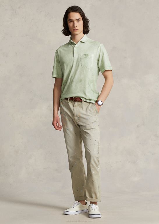 falmet mynte Mænd Ralph Lauren klassisk pasform bomuld-hør poloshirt Z426B8621