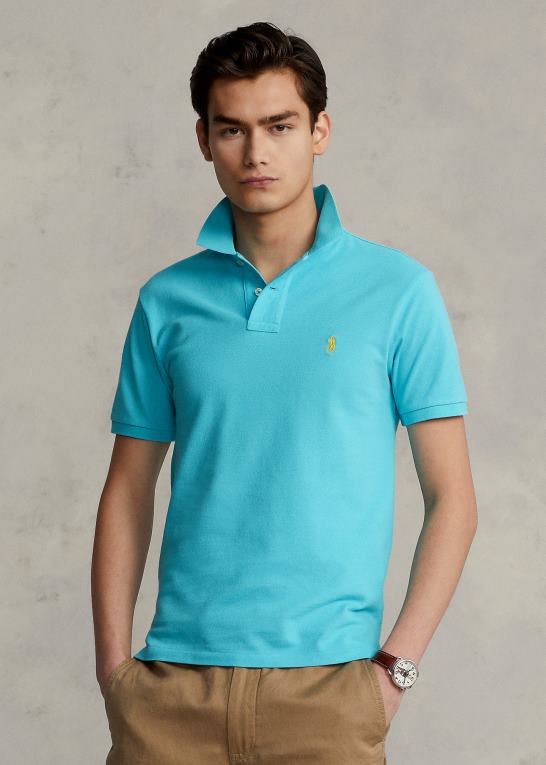 ferie blå Mænd Ralph Lauren slim fit mesh poloshirt Z426B8366