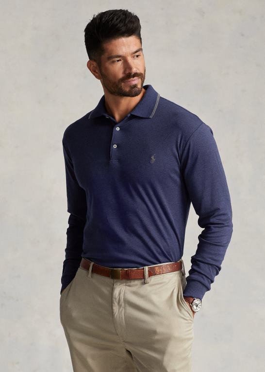 forårsflådelyng Mænd Ralph Lauren blød langærmet poloshirt i bomuld Z426B1927