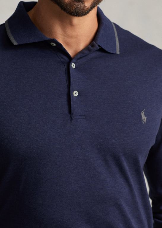 forårsflådelyng Mænd Ralph Lauren blød langærmet poloshirt i bomuld Z426B1927