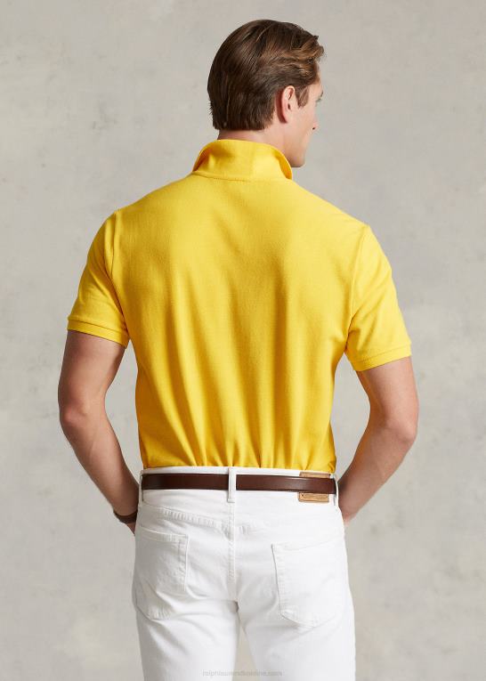 gulfinnet/lyseblå Mænd Ralph Lauren slim fit mesh poloshirt Z426B8361