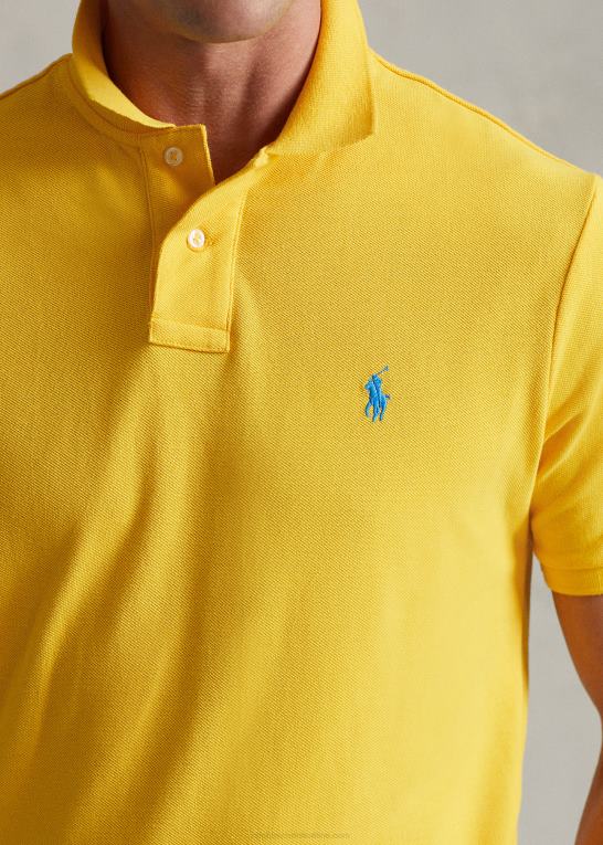 gulfinnet/lyseblå Mænd Ralph Lauren slim fit mesh poloshirt Z426B8361