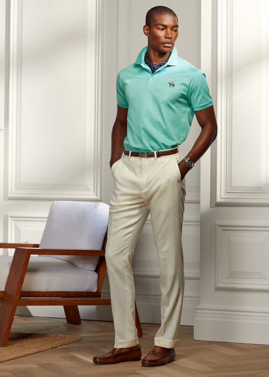havglas grøn Mænd Ralph Lauren brugerdefineret slim fit pique poloshirt Z426B57