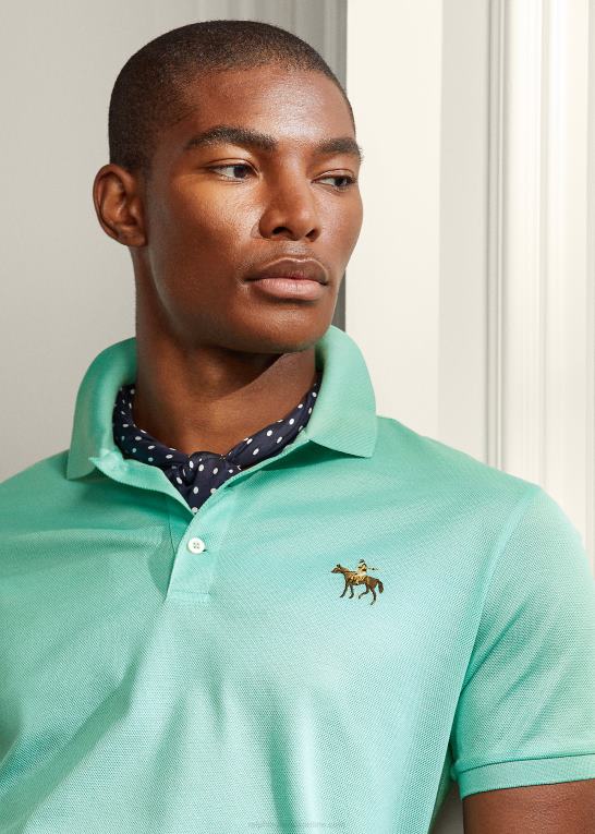 havglas grøn Mænd Ralph Lauren brugerdefineret slim fit pique poloshirt Z426B57