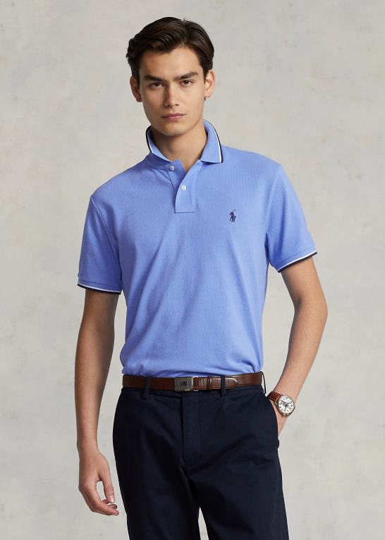 havneø blå Mænd Ralph Lauren klassisk pasform mesh poloshirt Z426B584
