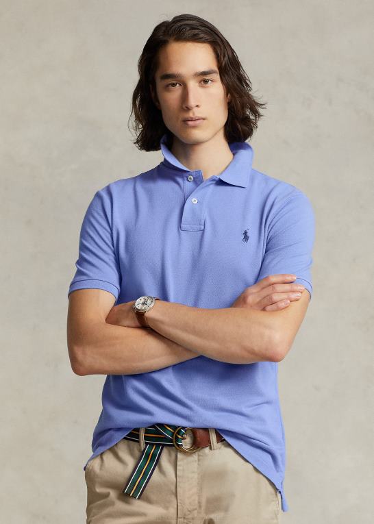 havneø blå/marine Mænd Ralph Lauren slim fit mesh mode poloshirt Z426B10