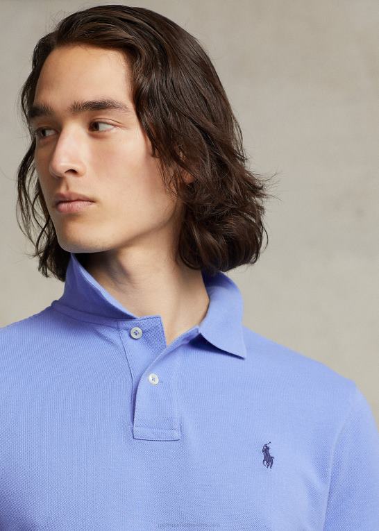 havneø blå/marine Mænd Ralph Lauren slim fit mesh mode poloshirt Z426B10