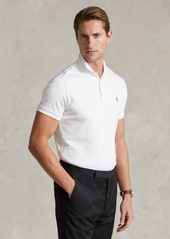 hvid Mænd Ralph Lauren blød bomulds poloshirt - alle passer Z426B193