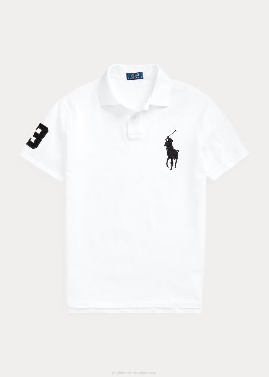 hvid Mænd Ralph Lauren brugerdefineret slank pasform stor pony mesh poloshirt Z426B851