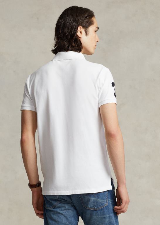 hvid Mænd Ralph Lauren brugerdefineret slank pasform stor pony mesh poloshirt Z426B851
