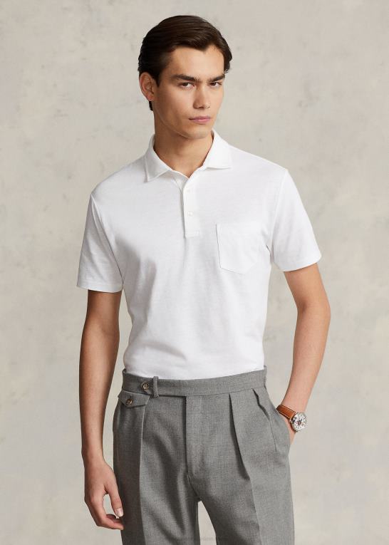 hvid Mænd Ralph Lauren brugerdefineret slim fit poloshirt i bomuld og hør Z426B1230