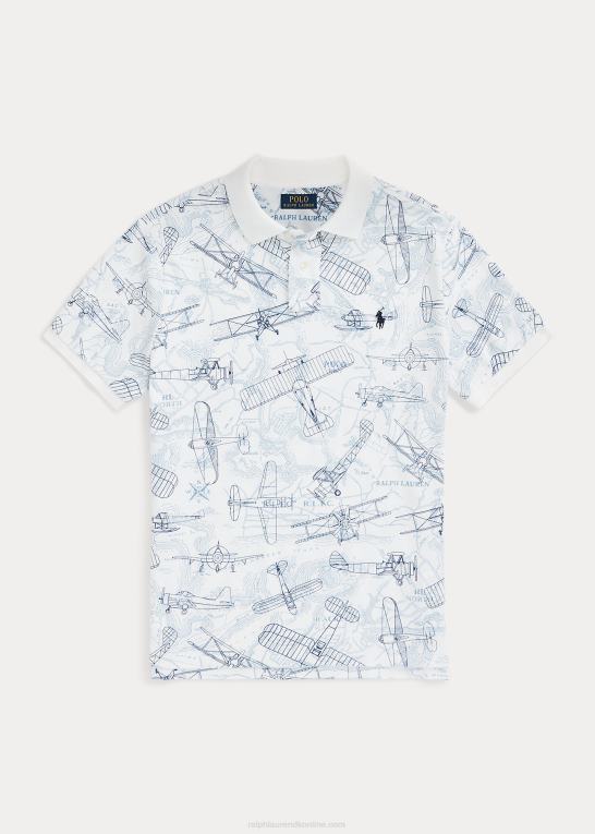 hvid Mænd Ralph Lauren klassisk pasform aviation mesh poloshirt Z426B731