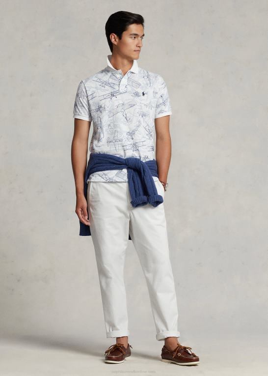 hvid Mænd Ralph Lauren klassisk pasform aviation mesh poloshirt Z426B731
