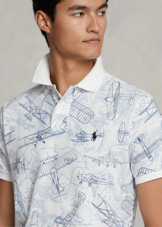 hvid Mænd Ralph Lauren klassisk pasform aviation mesh poloshirt Z426B731