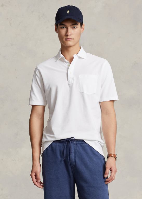 hvid Mænd Ralph Lauren klassisk pasform fjervægt polo i mesh Z426B811