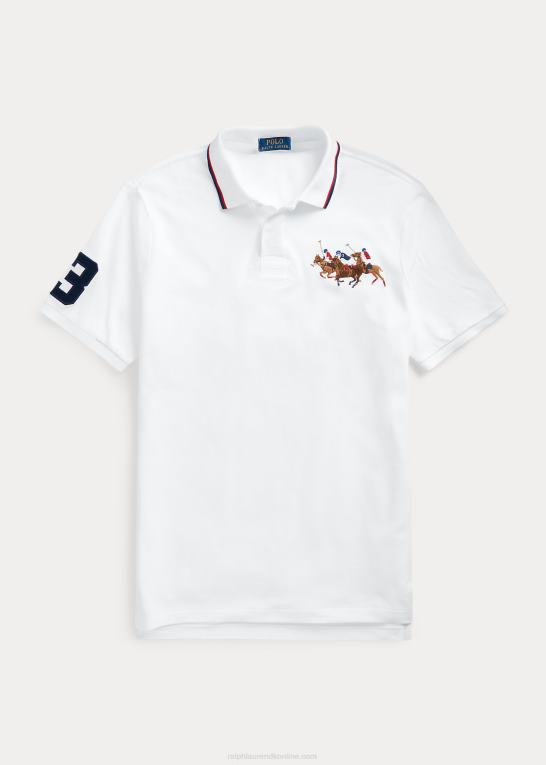 hvid Mænd Ralph Lauren klassisk pasform trippel-pony mesh poloshirt Z426B660