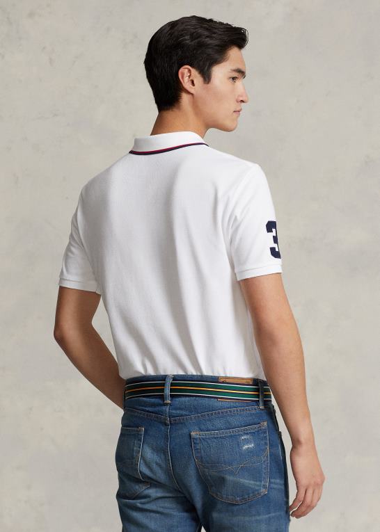 hvid Mænd Ralph Lauren klassisk pasform trippel-pony mesh poloshirt Z426B660