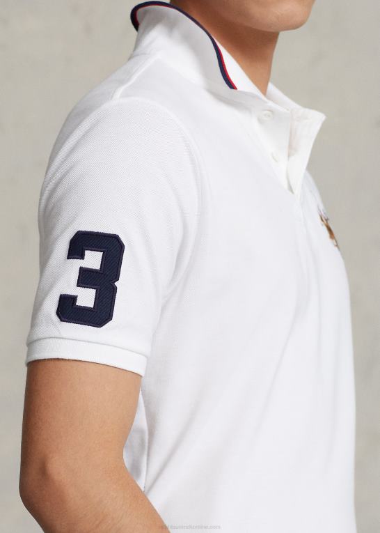 hvid Mænd Ralph Lauren klassisk pasform trippel-pony mesh poloshirt Z426B660