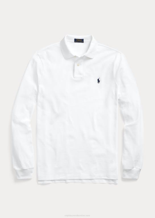 hvid Mænd Ralph Lauren mesh langærmet poloshirt alle pasform Z426B151