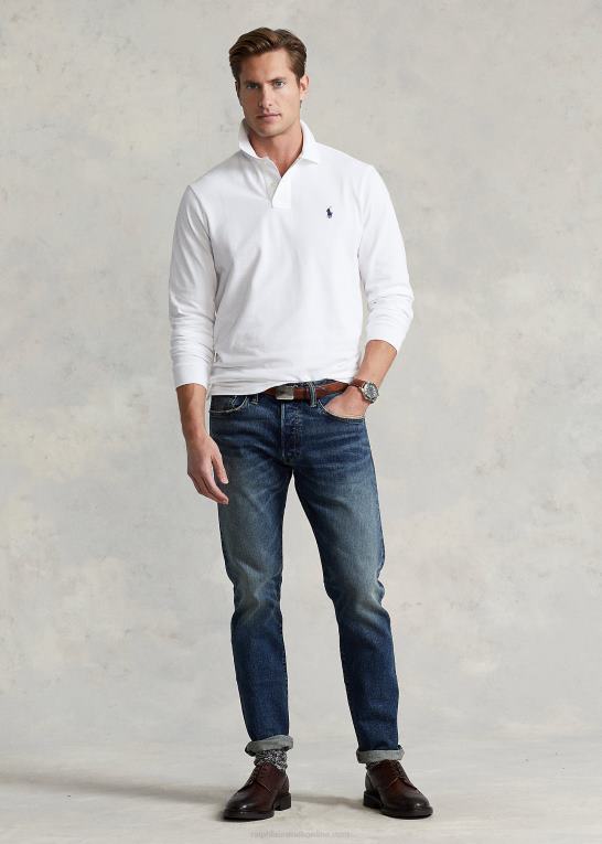 hvid Mænd Ralph Lauren mesh langærmet poloshirt alle pasform Z426B151
