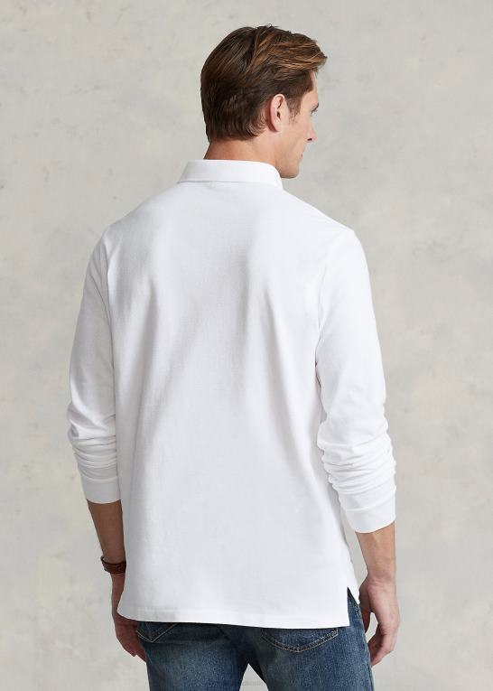 hvid Mænd Ralph Lauren mesh langærmet poloshirt alle pasform Z426B151
