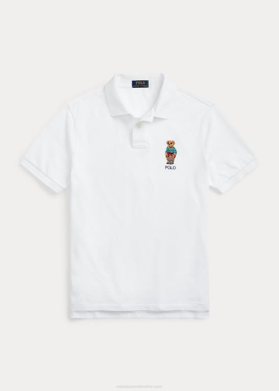 hvid Mænd Ralph Lauren skræddersyet slim fit polo bear poloshirt Z426B1206