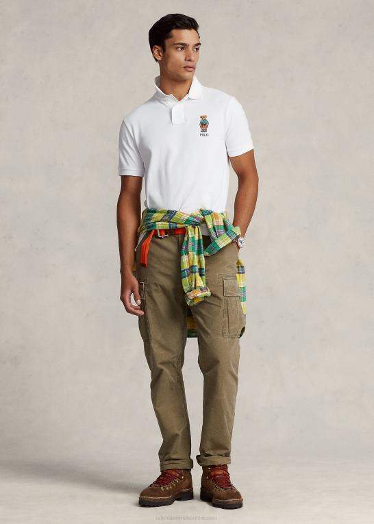 hvid Mænd Ralph Lauren skræddersyet slim fit polo bear poloshirt Z426B1206