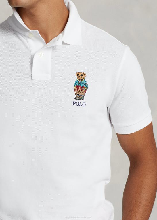 hvid Mænd Ralph Lauren skræddersyet slim fit polo bear poloshirt Z426B1206