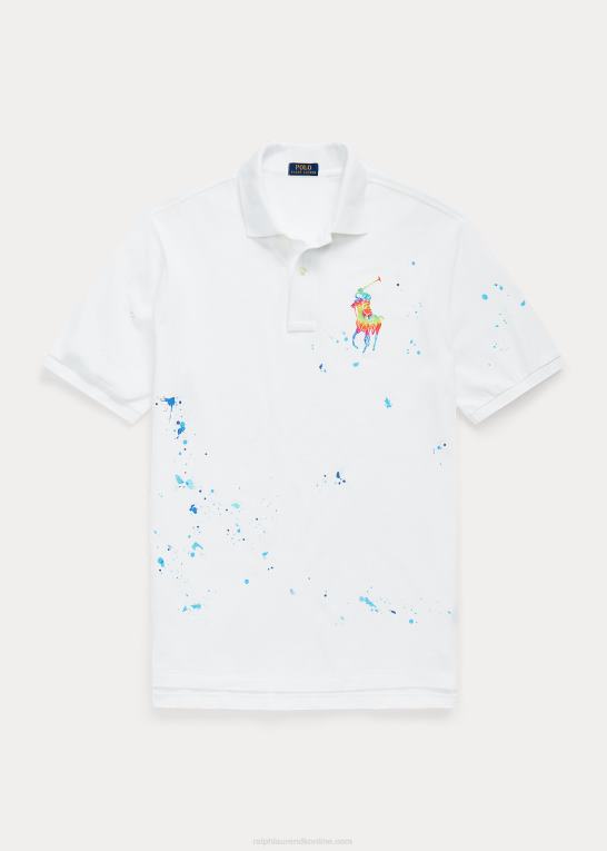 hvid Mænd Ralph Lauren tie-dye-print stor pony mesh poloshirt Z426B1377