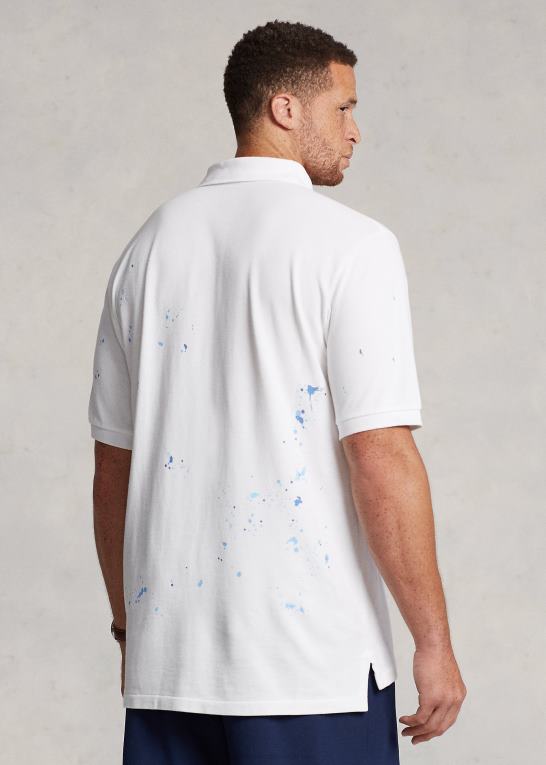 hvid Mænd Ralph Lauren tie-dye-print stor pony mesh poloshirt Z426B1377