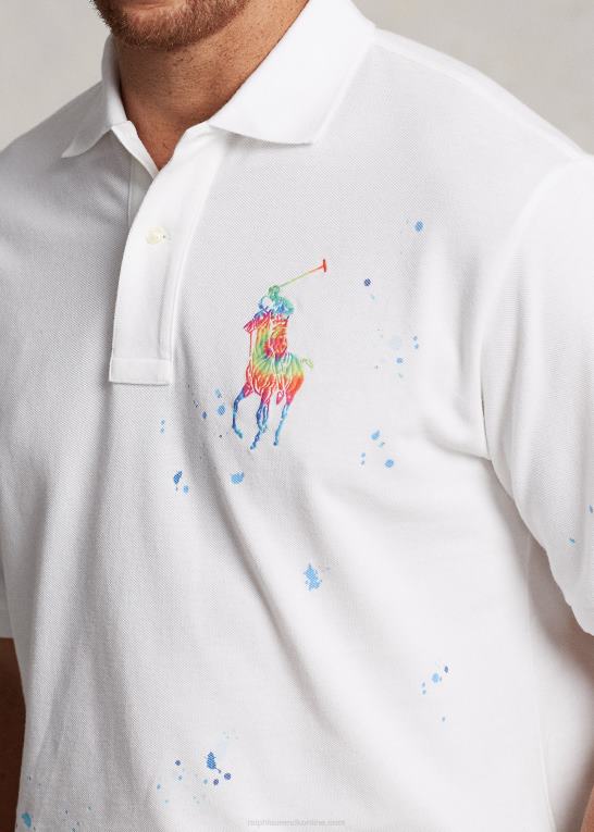 hvid Mænd Ralph Lauren tie-dye-print stor pony mesh poloshirt Z426B1377